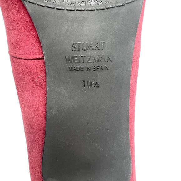 NWOB Stuart Weitzman Suede Maroon Red Cling Sock Heeled Boot Size 10.5 - Picture 11 of 11